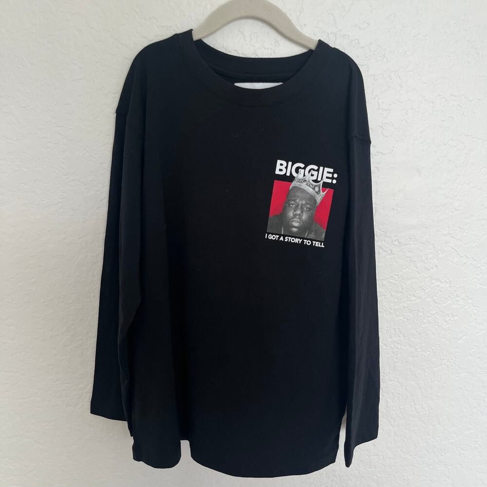 Zara Boys Notorious BIG Biggie Smalls Graphic Long Sleeve Shirt Black Size 8/9